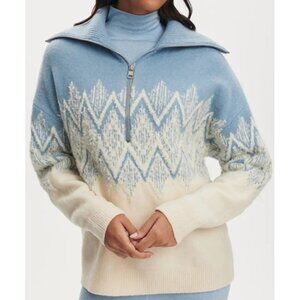 Varley Hedda Fairisle Half Zip Sweater Womens S Warm Winter Cozy Soft Wool